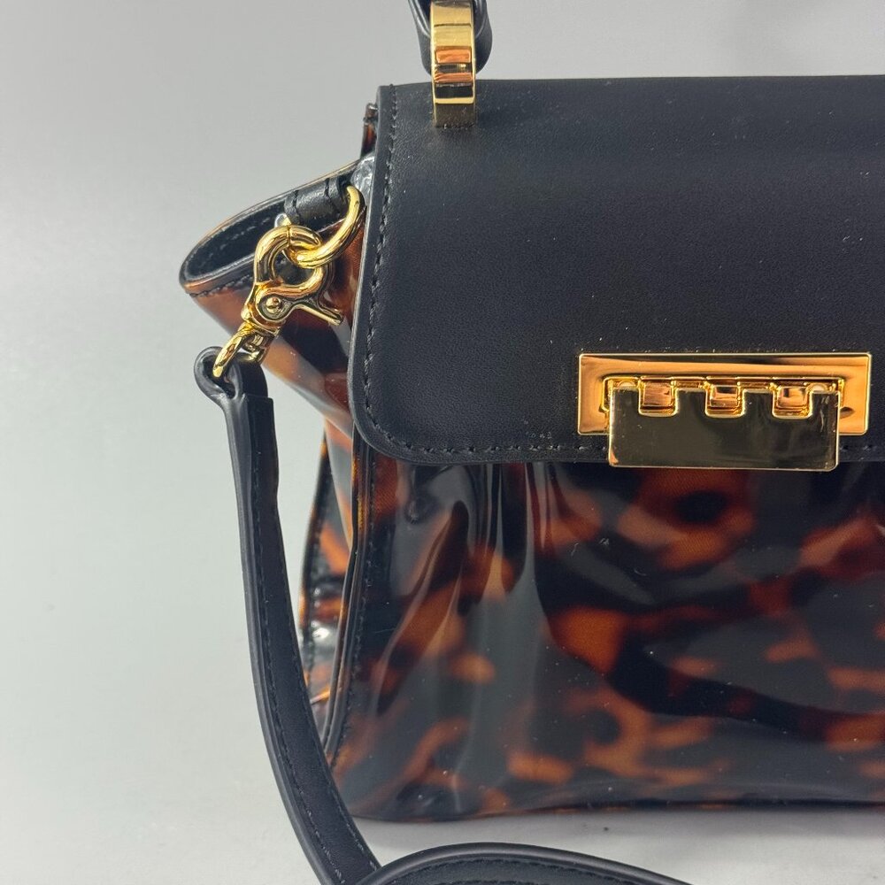 ZAC Zac Posen Leather-Trimmed Tortoise Shell Mini Bag - Picture 3 of 14